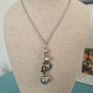 Lucky Brand Silver and Gold Charm Necklace
